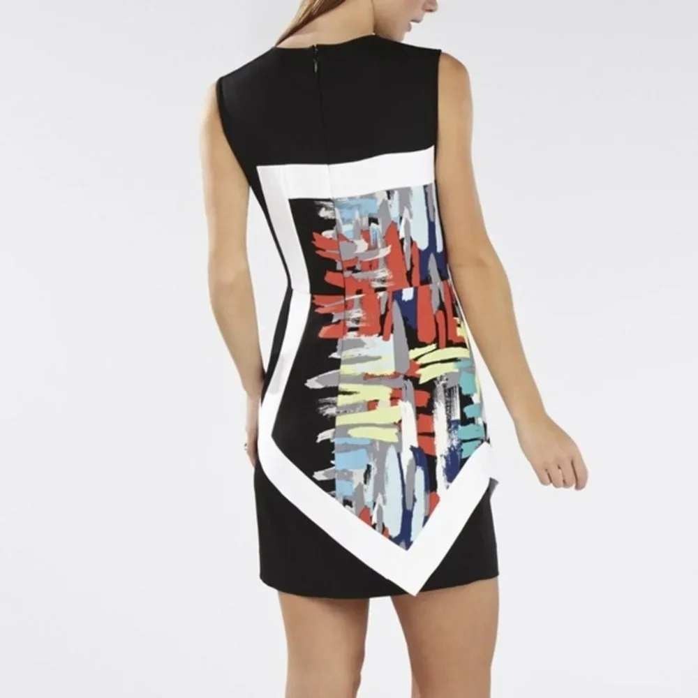 BCBG MAX AZRIA Womens 4 Alessandra Dress Black Abstract Colorblock Sheath NWT - Picture 10 of 10